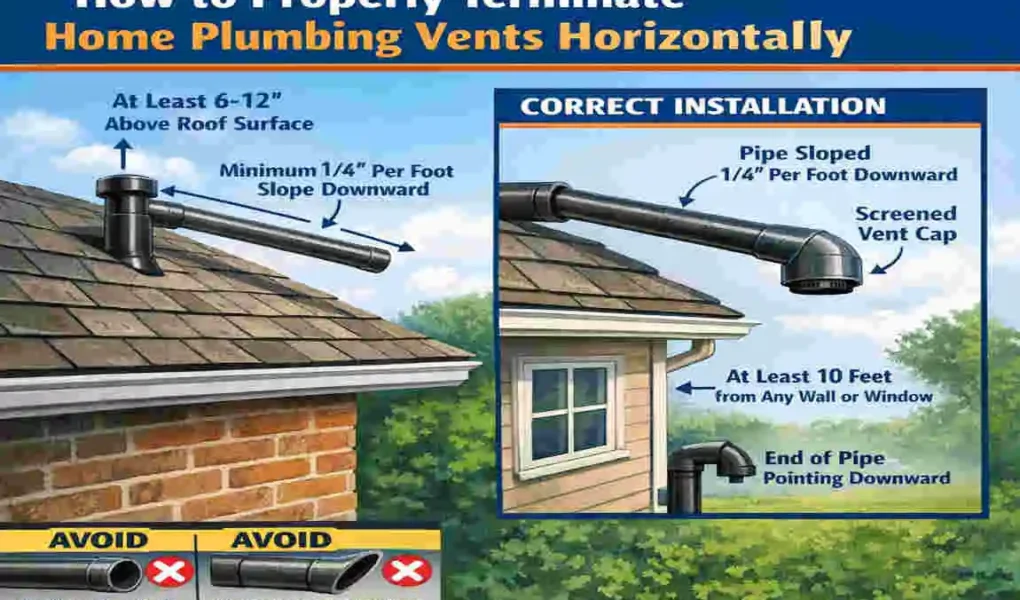 can home plumbing vents terminate horizontally