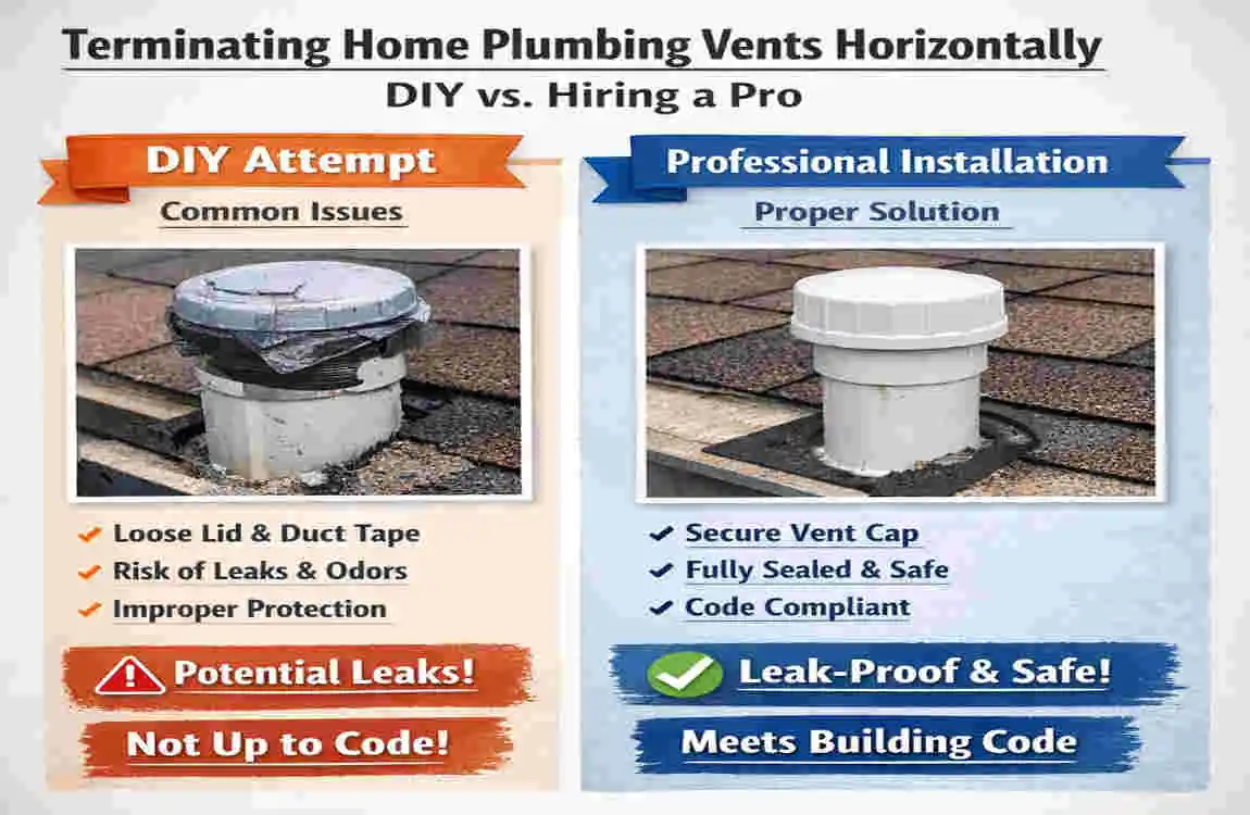can home plumbing vents terminate horizontally