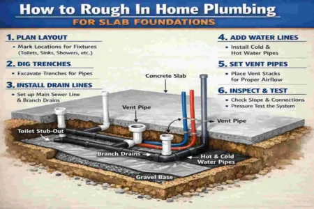 how to rough in home plumbing for slab