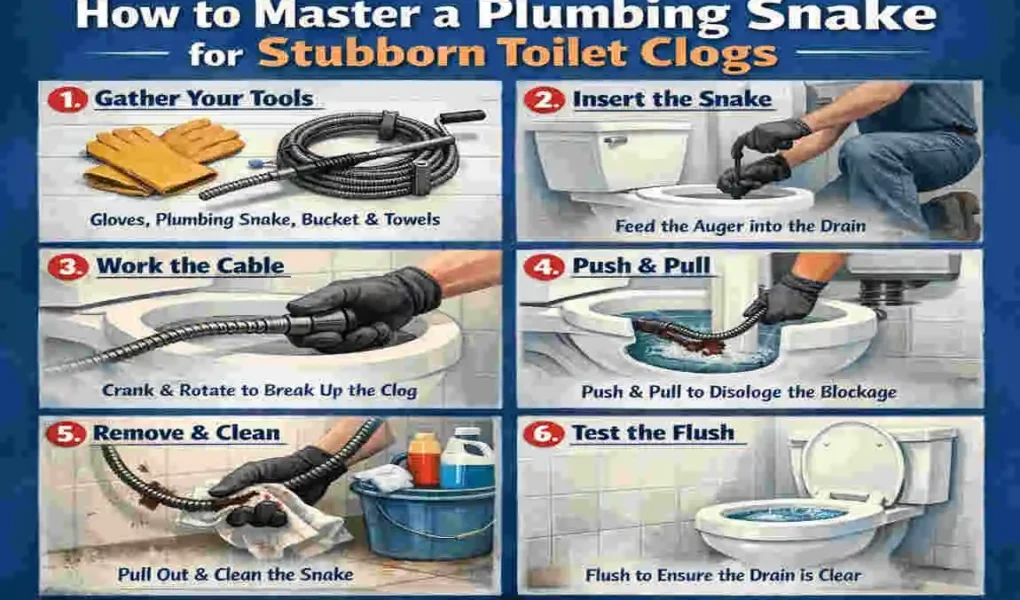 how to use a house plumbing snake toilet