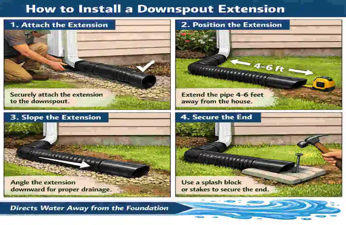 how to drain downspout water away from house