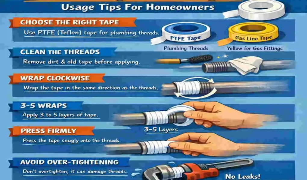 how much house plumbing tape to use