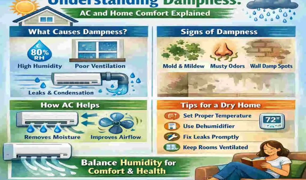 why does my house feel damp with ac on