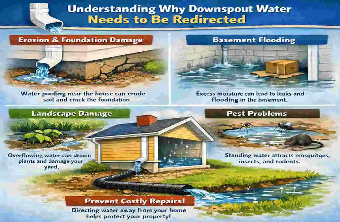 how to drain downspout water away from house