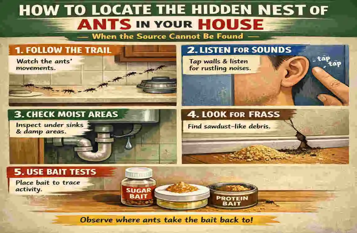 ants in house can't find source