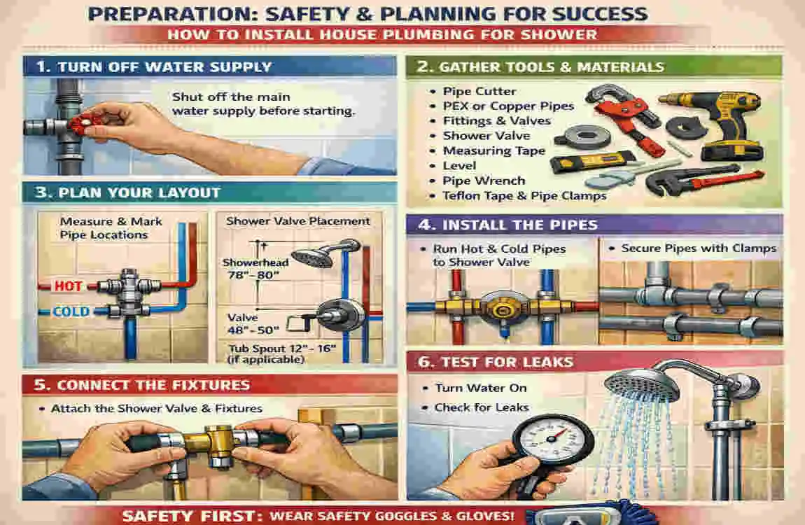 how to install house plumbing for shower