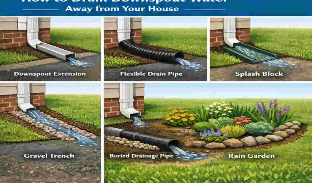 how to drain downspout water away from house