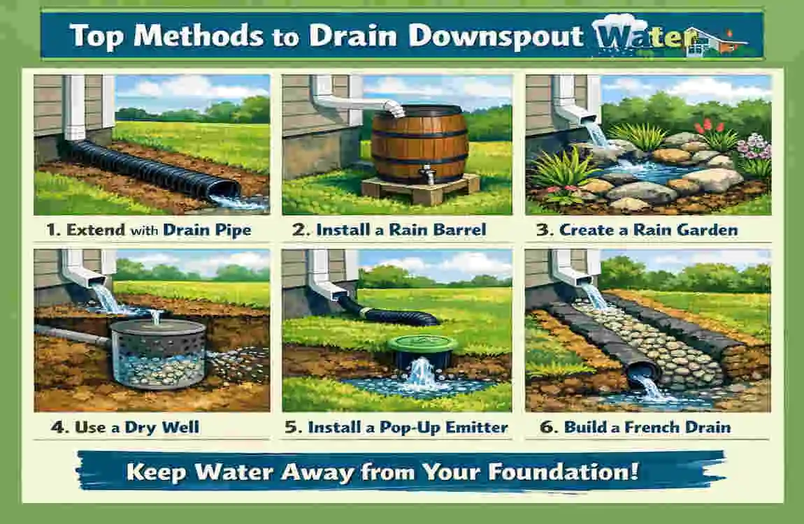 how to drain downspout water away from house