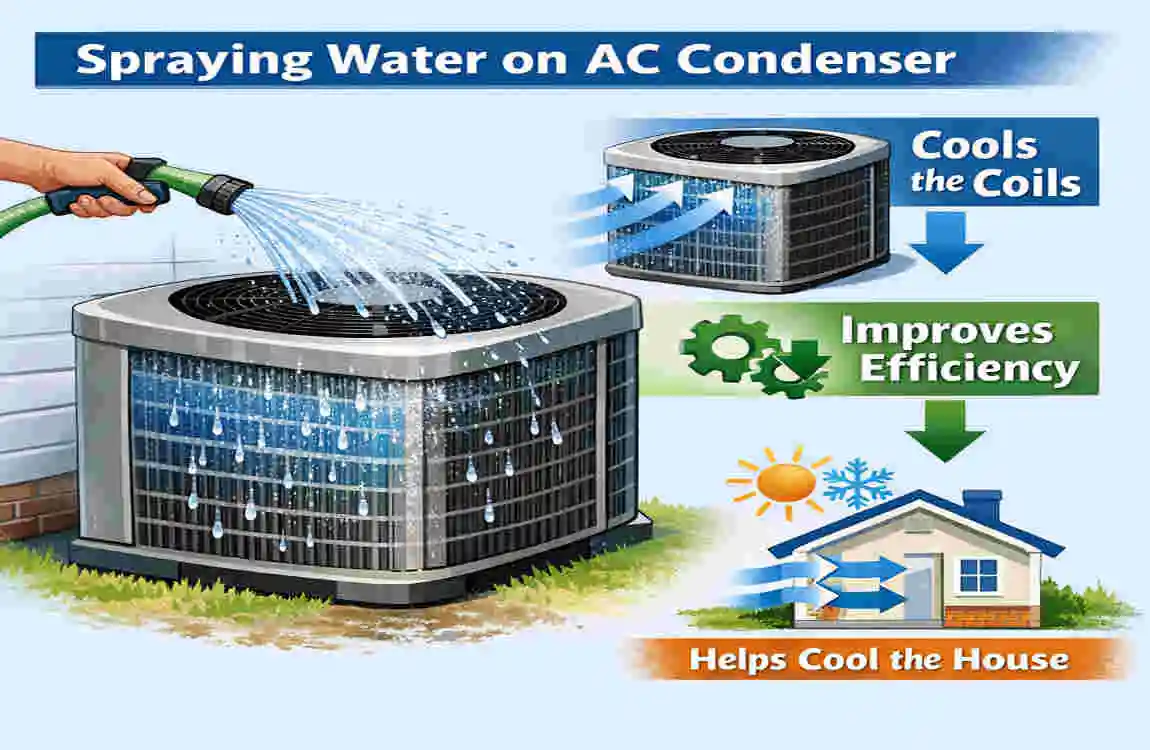 does spraying ac condenser with water help cool house