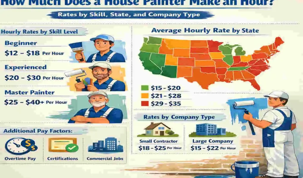 how much does a house painter make an hour
