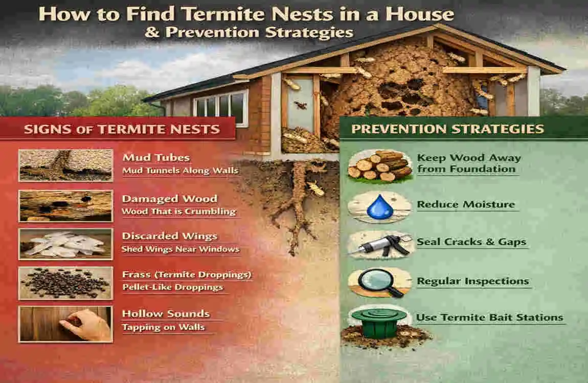 how to find termite nest in house