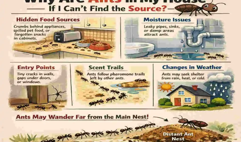 ants in house can't find source