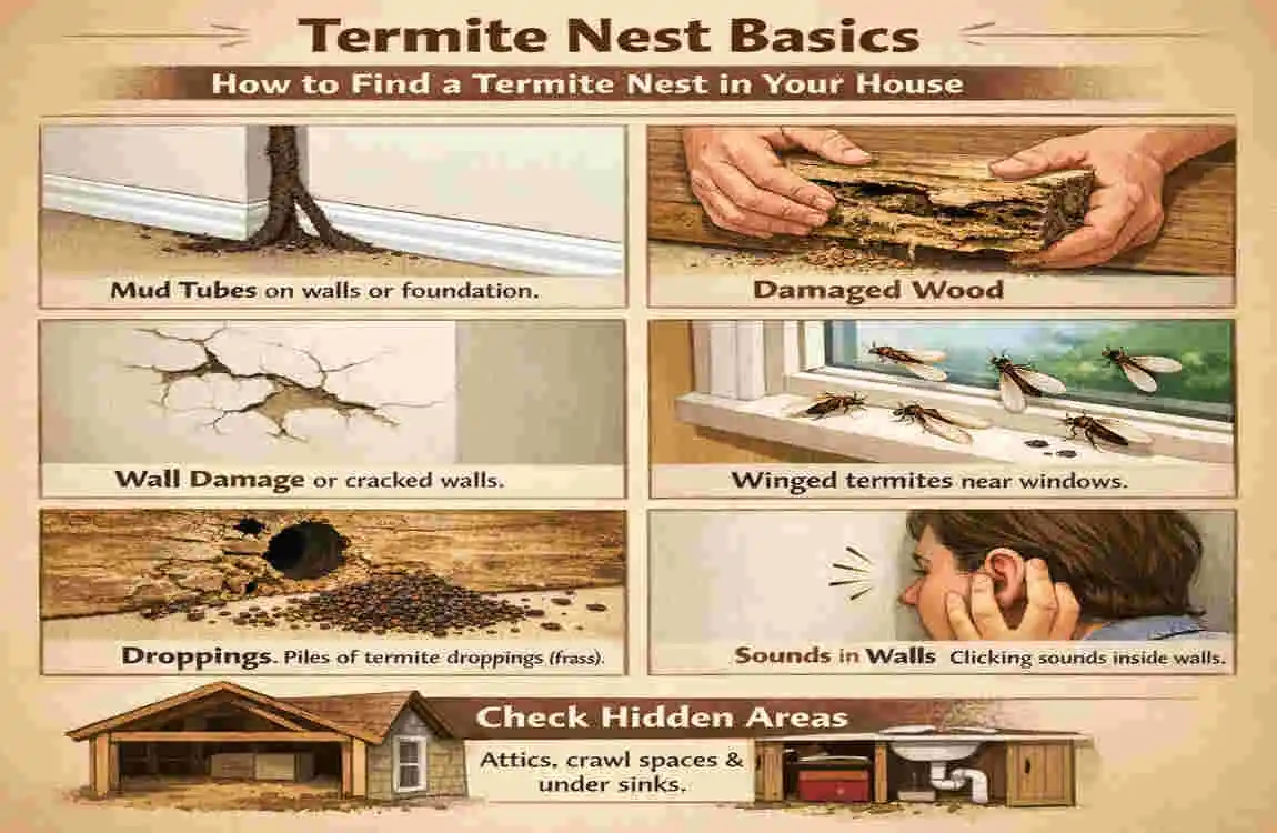 how to find termite nest in house
