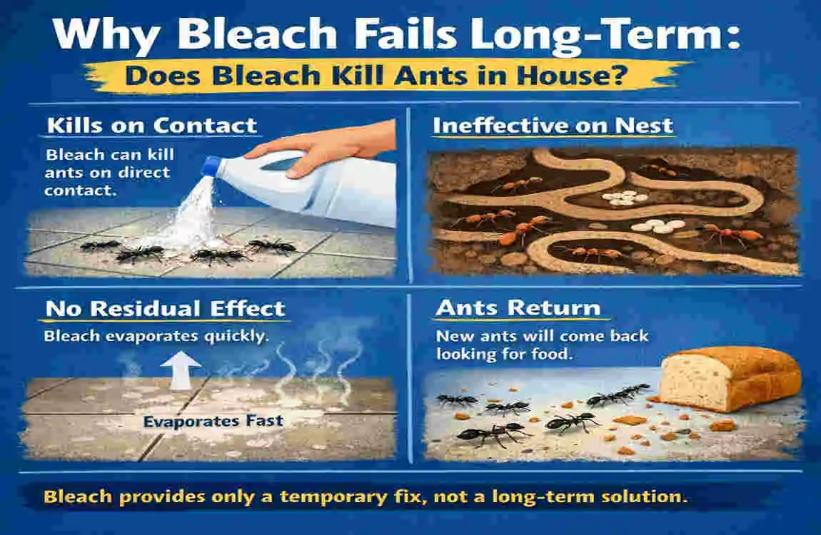 does bleach kill ants in house