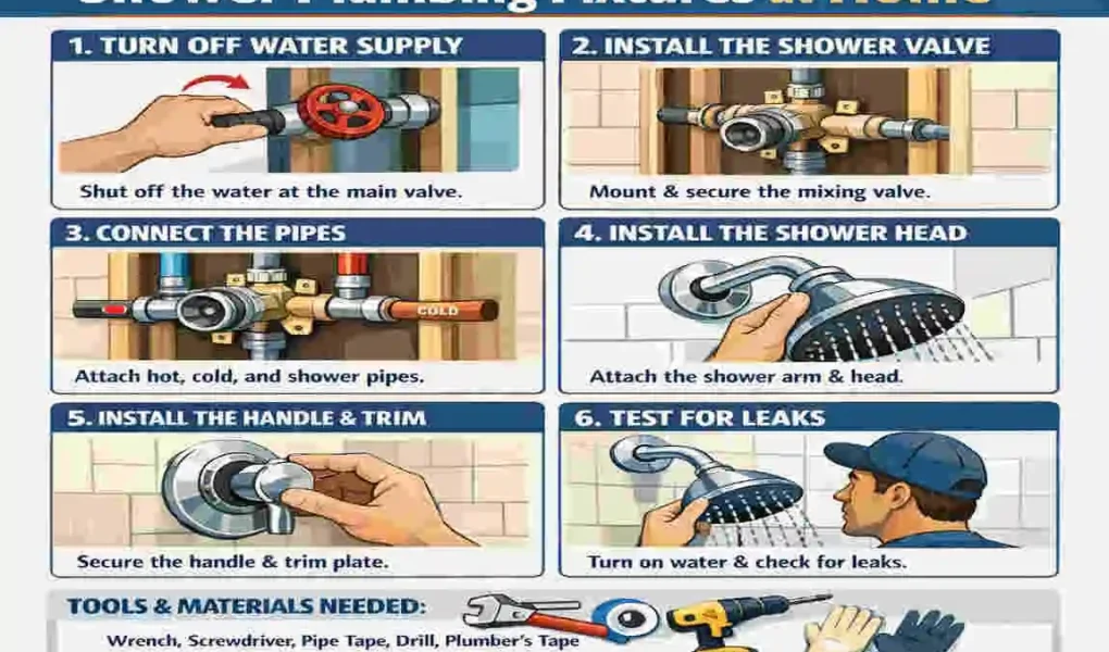 how to install shower home plumbing fixtures