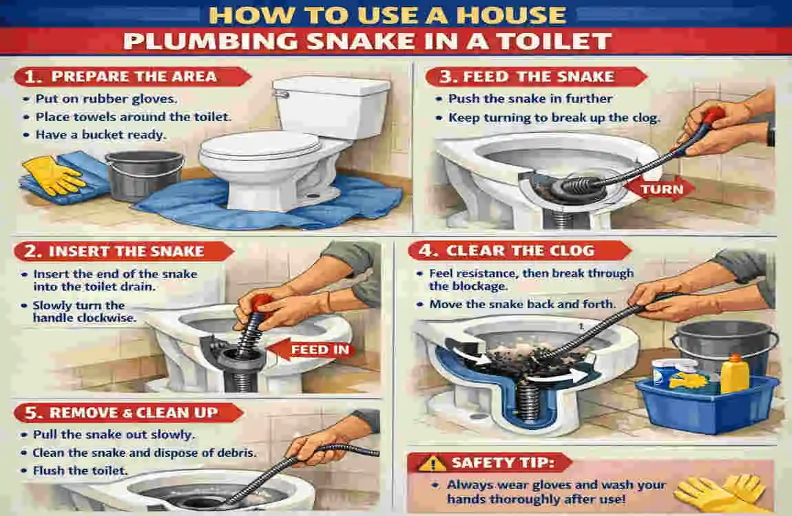 how to use a house plumbing snake toilet