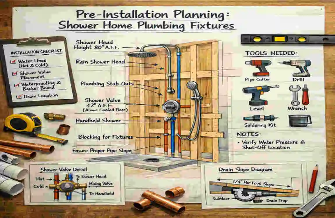 how to install shower home plumbing fixtures