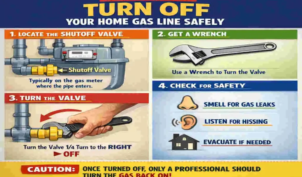how to turn off gas line in house