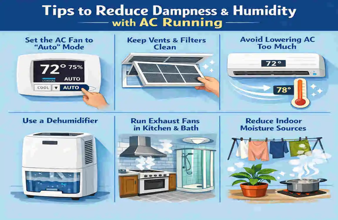 why does my house feel damp with ac on