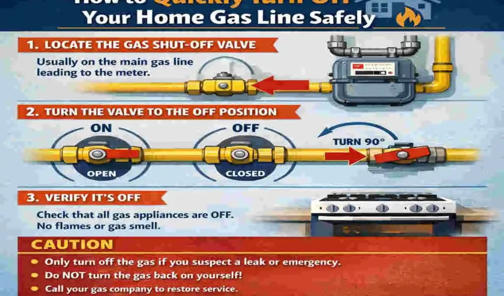 how to turn off gas line in house