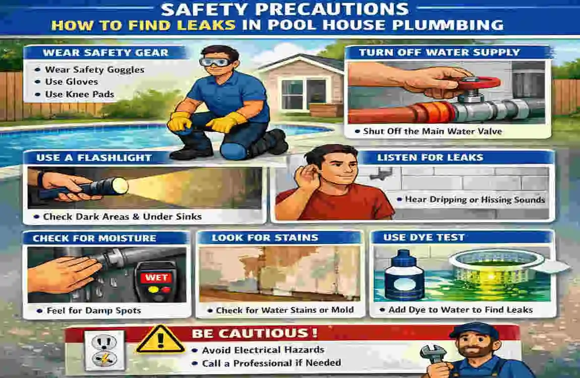 how to find leak in pool house plumbing
