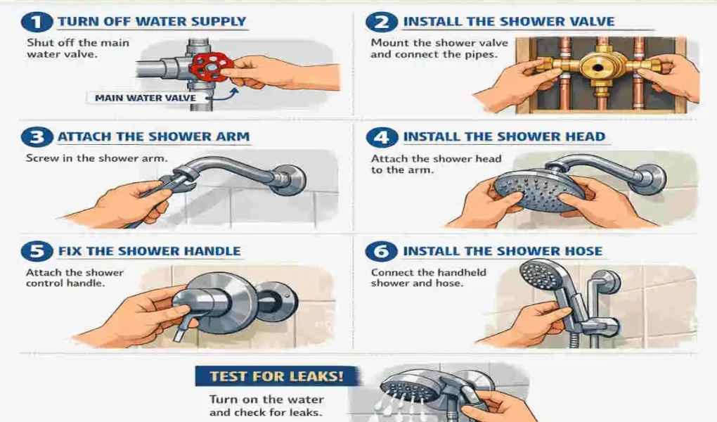 how to install shower home plumbing fixtures