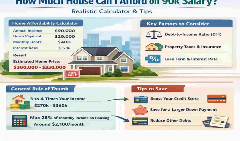 how much house can i afford 90k