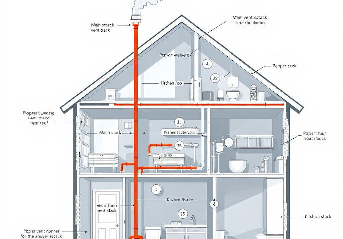where should a house plumbing vent be located