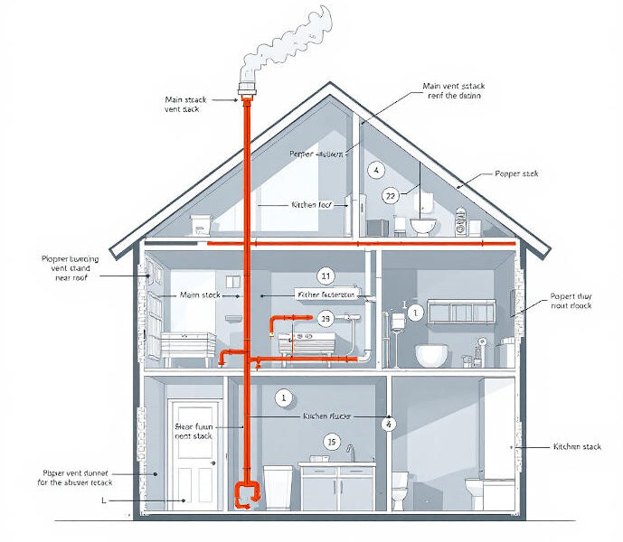 where should a house plumbing vent be located