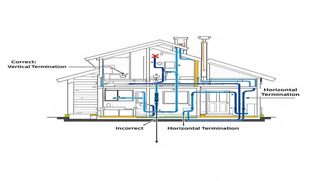 can home plumbing vents terminate horizontally
