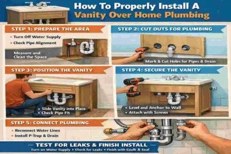 how to install vanity over home plumbing