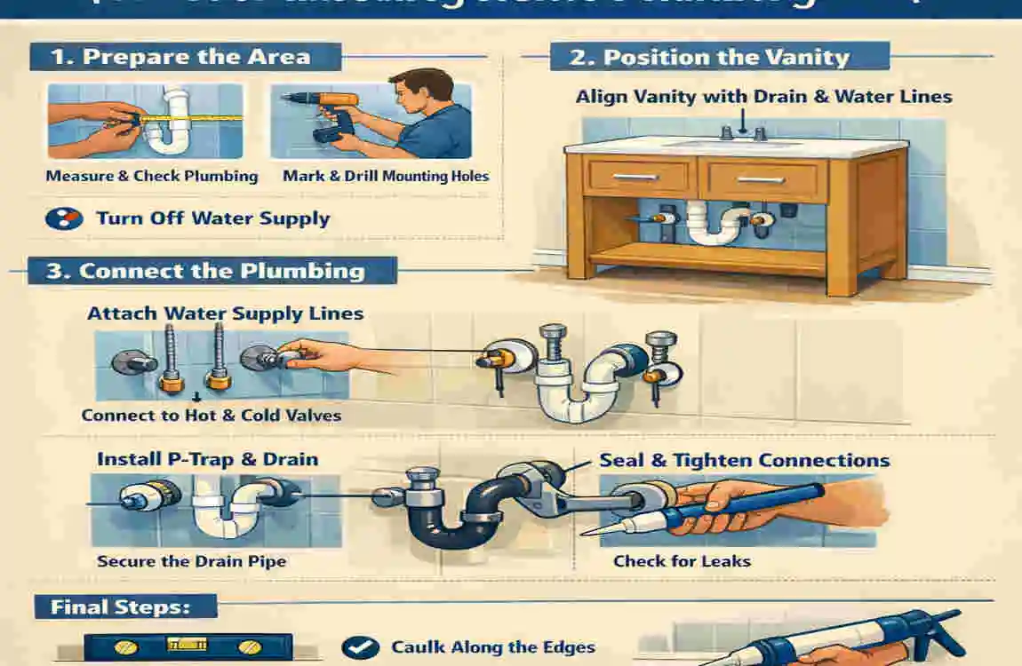 how to install vanity over home plumbing