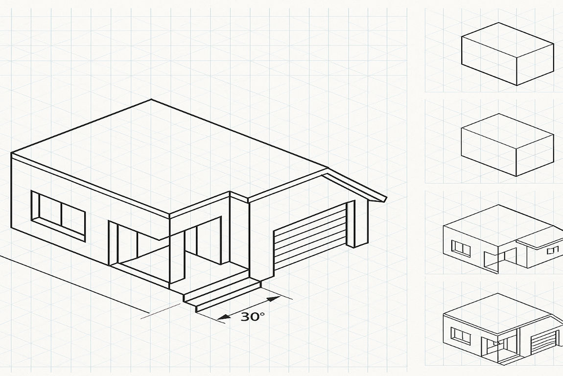 How to make an isometric drawing of a house?