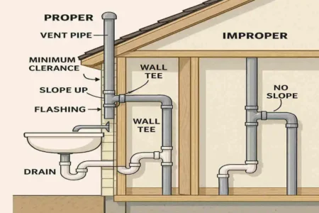 can you vent home plumbing through a wall