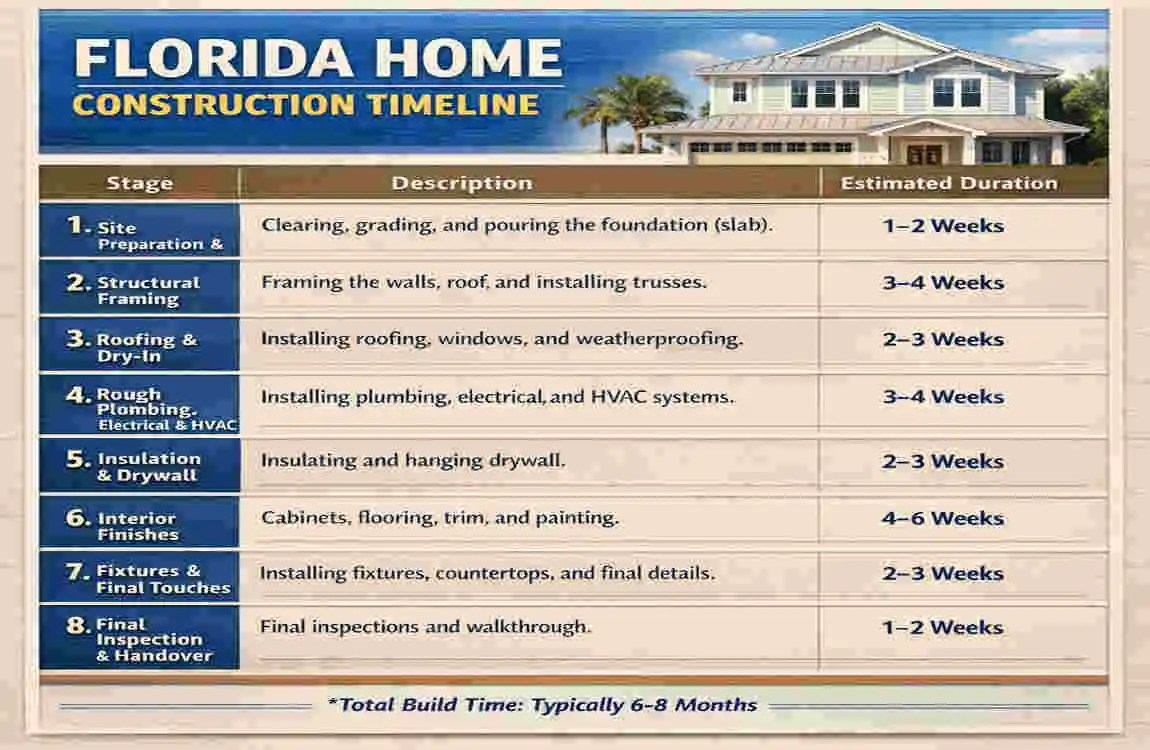 how long to build a house in florida