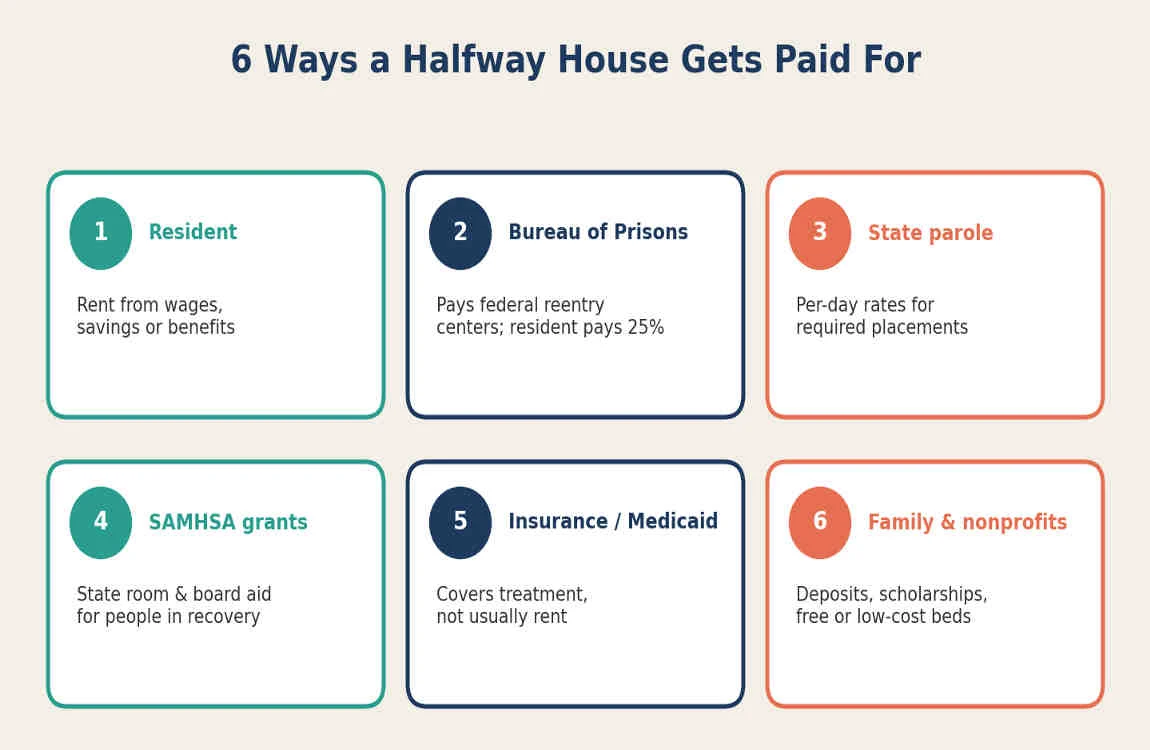 who pays for a halfway house