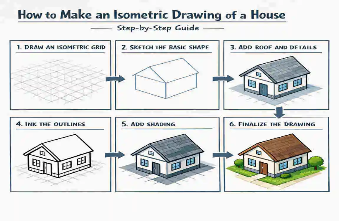 How to make an isometric drawing of a house?