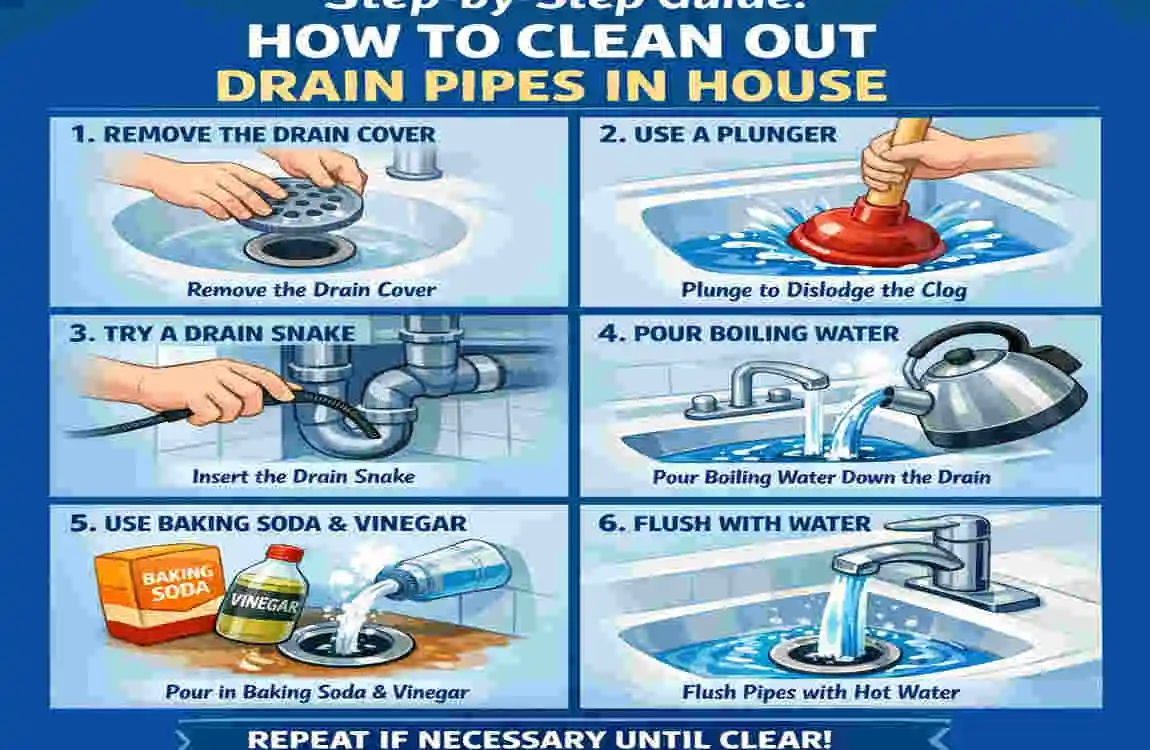 How to clean out drain pipes in house?