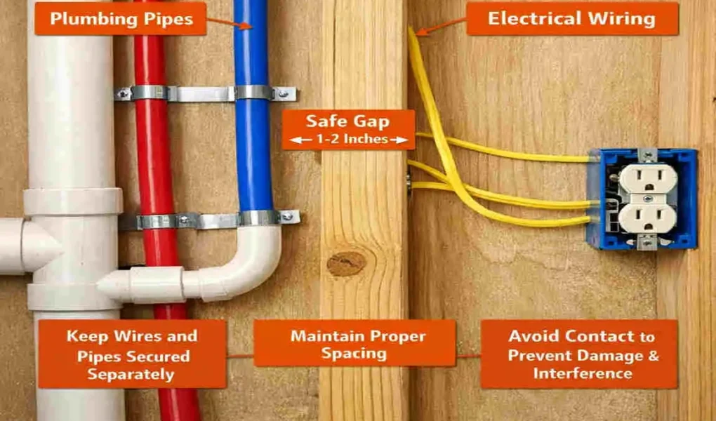 can you run electrical wire next to house plumbing