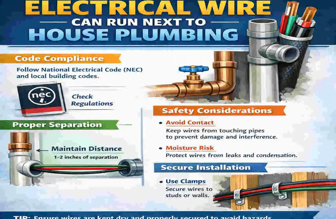 can you run electrical wire next to house plumbing