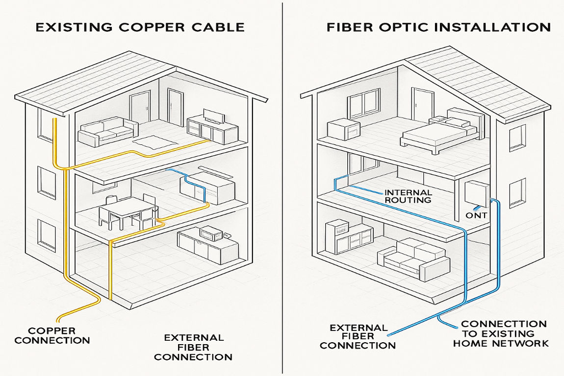 do i need to rewire my house for fiber optic?