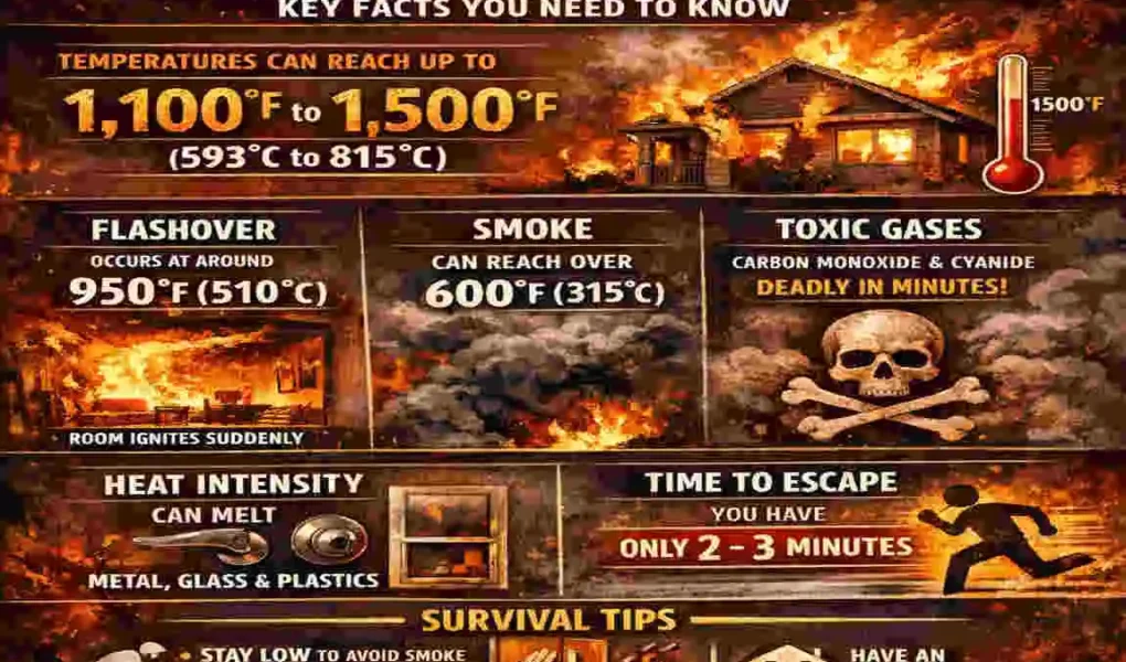 how hot does a house fire get