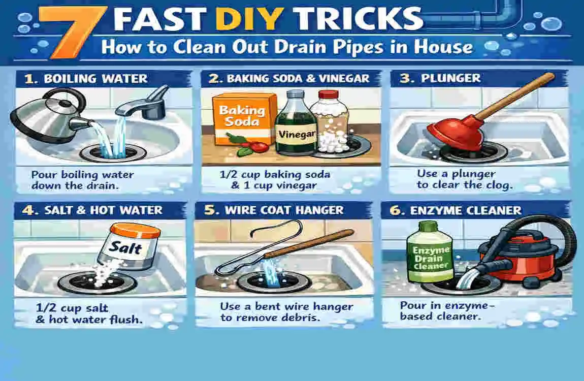 How to clean out drain pipes in house?