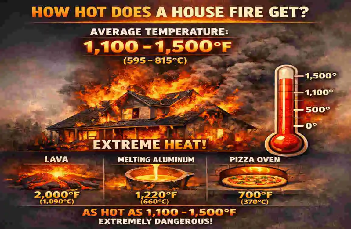 how hot does a house fire get