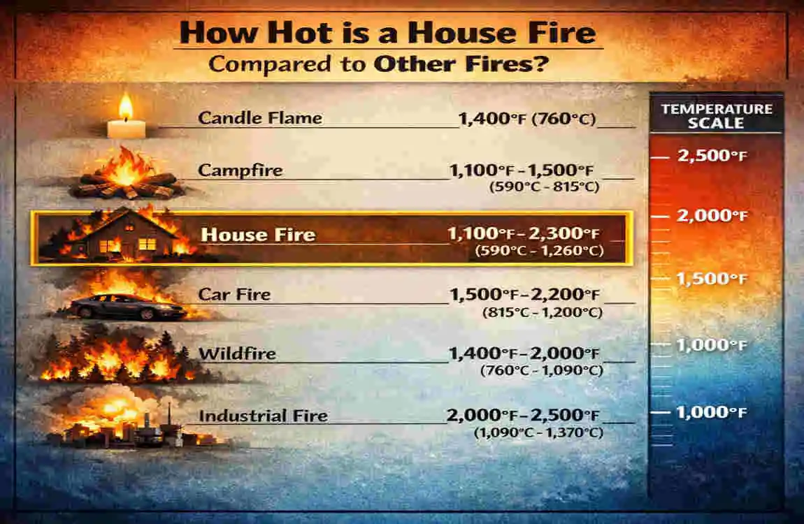 how hot does a house fire get