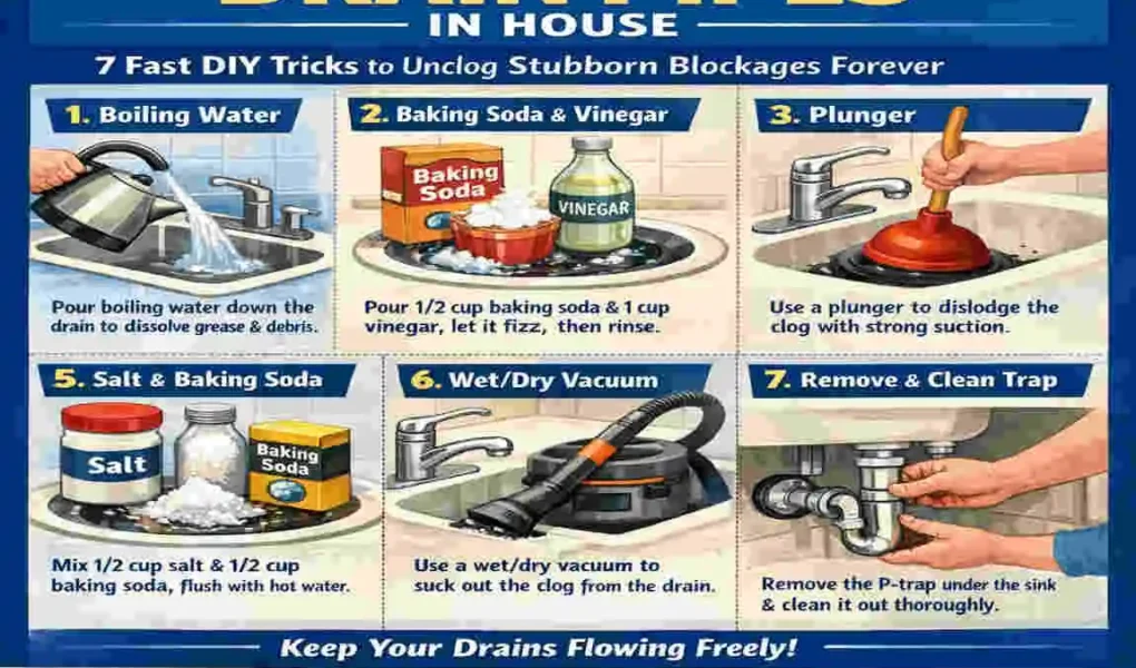 How to clean out drain pipes in house?