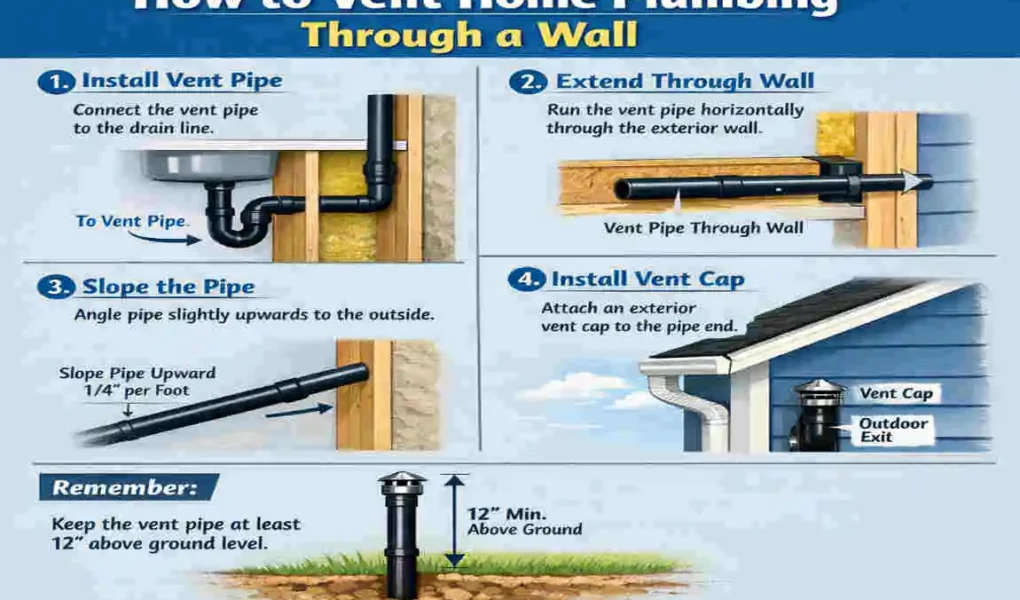 can you vent home plumbing through a wall