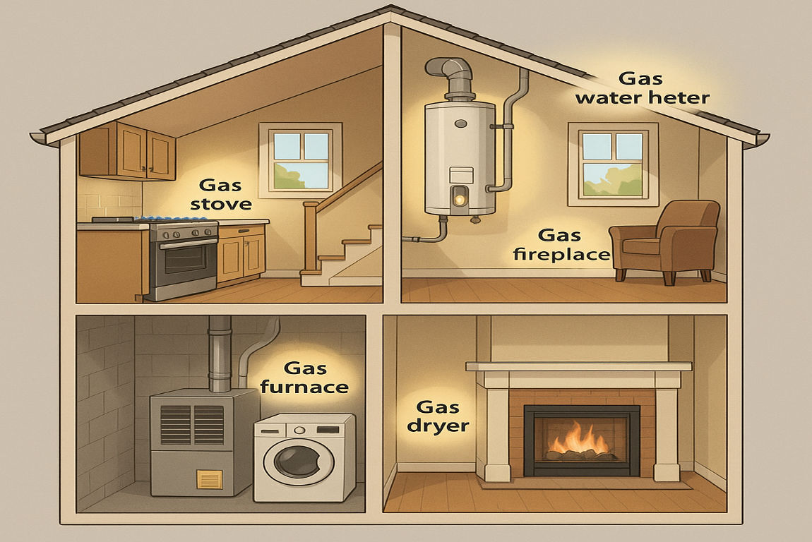 what in the house uses gas