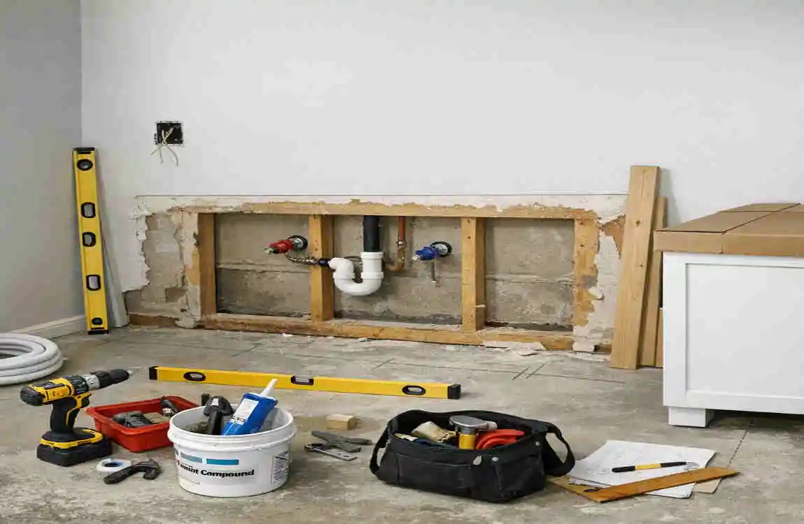 how to install vanity over home plumbing