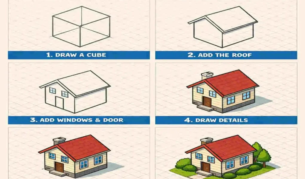 How to make an isometric drawing of a house?